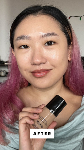 Sarah Han after applying Armani Beauty Luminous Silk Foundation