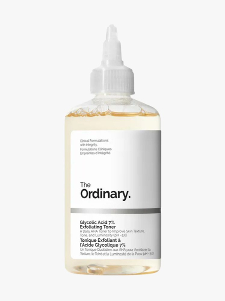 The Ordinary Glycolic Acid 7% Exfoliating Toner in branded component on a light gray background